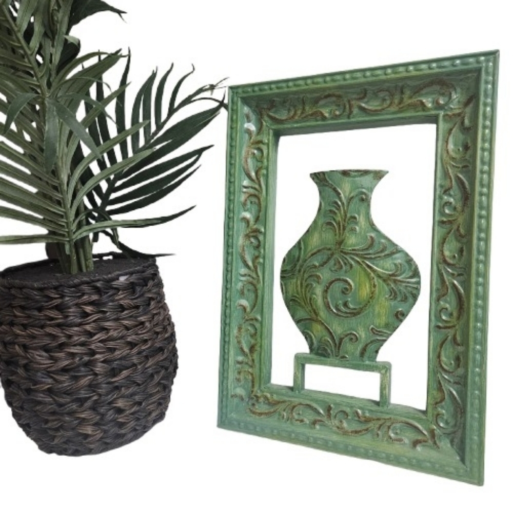 elements Elegant Green Vase Wall Decor